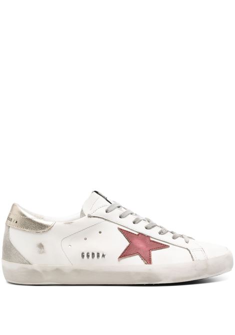 Sneakers Superstar con effetto vissuto in bianco e rosso Golden Goose - uomo